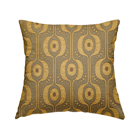 Apocalypse Geometric Pattern Fabric In Gold Colour Upholstery Fabric CTR-145 - Handmade Cushions