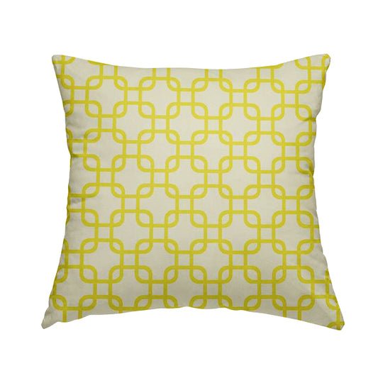 Freedom Printed Velvet Fabric Collection Yellow Maze Geometric Pattern Upholstery Fabric CTR-167 - Handmade Cushions