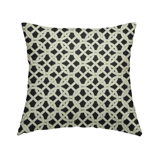 Freedom Printed Velvet Fabric Collection Modern Round Geometric Black Colour Pattern Upholstery Fabric CTR-169 - Handmade Cushions