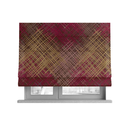 Milano Collection Purple Pink Colours In Abstract Pattern Chenille Furnishing Fabric CTR-170 - Roman Blinds