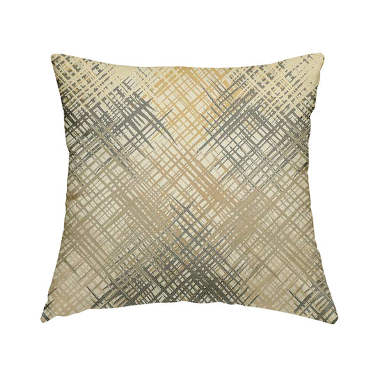 Milano Collection Grey Cream Colours In Abstract Pattern Chenille Furnishing Fabric CTR-172 - Handmade Cushions