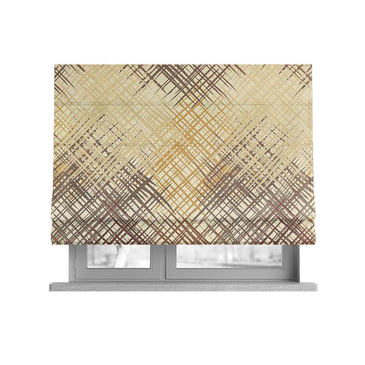 Milano Collection Cream Brown Colours In Abstract Pattern Chenille Furnishing Fabric CTR-173 - Roman Blinds