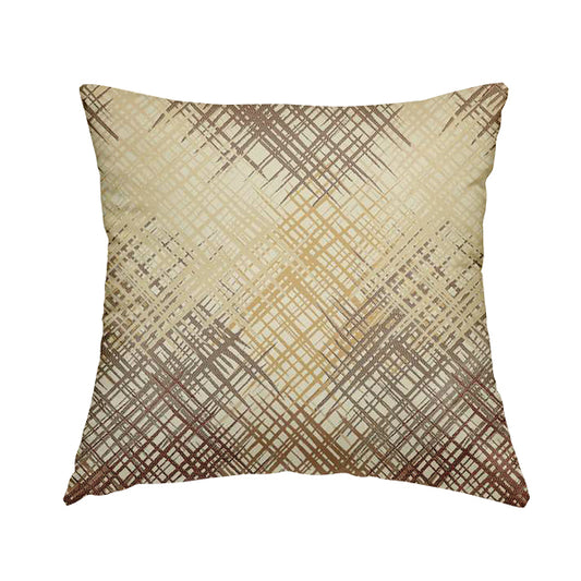 Milano Collection Cream Brown Colours In Abstract Pattern Chenille Furnishing Fabric CTR-173 - Handmade Cushions