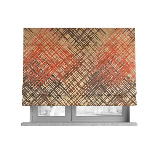 Milano Collection Orange Colours In Abstract Pattern Chenille Furnishing Fabric CTR-175 - Roman Blinds