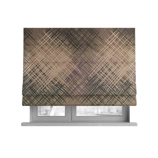Milano Collection Pink Lilac Colours In Abstract Pattern Chenille Furnishing Fabric CTR-176 - Roman Blinds