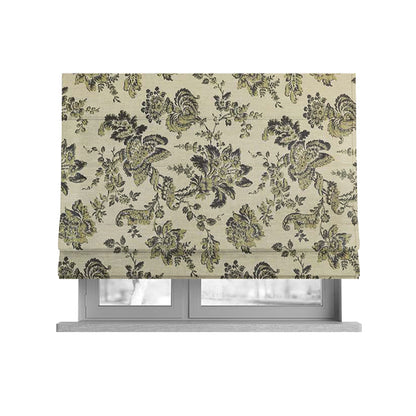 Mumbai Raised Textured Chenille Green Colour Floral Pattern Upholstery Fabric CTR-179 - Roman Blinds