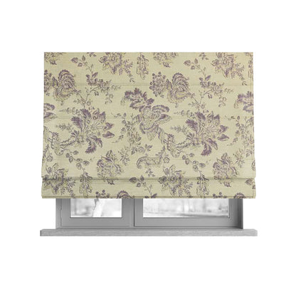 Mumbai Raised Textured Chenille Lilac Colour Floral Pattern Upholstery Fabric CTR-181 - Roman Blinds