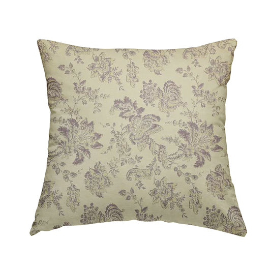 Mumbai Raised Textured Chenille Lilac Colour Floral Pattern Upholstery Fabric CTR-181 - Handmade Cushions