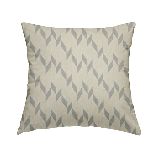 Zenith Collection In Smooth Chenille Finish Silver Colour Geometric Pattern Upholstery Fabric CTR-196 - Handmade Cushions