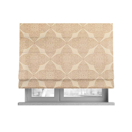 Zenith Collection In Smooth Chenille Finish Brown Colour Medallion Pattern Upholstery Fabric CTR-201 - Roman Blinds