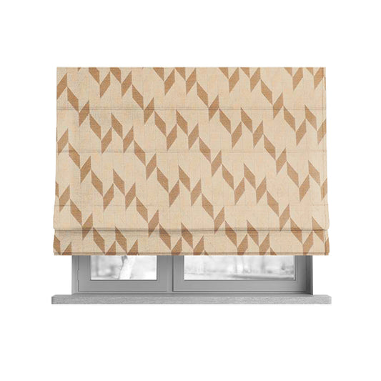 Zenith Collection In Smooth Chenille Finish Brown Colour Geometric Pattern Upholstery Fabric CTR-203 - Roman Blinds