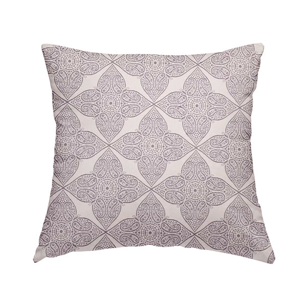 Zenith Collection In Smooth Chenille Finish Purple Colour Medallion Pattern Upholstery Fabric CTR-211 - Handmade Cushions