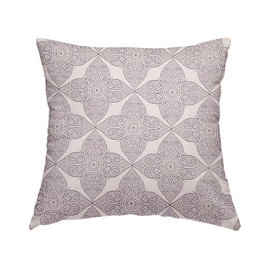 Zenith Collection In Smooth Chenille Finish Purple Colour Medallion Pattern Upholstery Fabric CTR-211 - Handmade Cushions