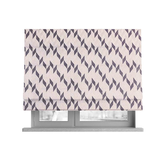 Zenith Collection In Smooth Chenille Finish Purple Colour Geometric Pattern Upholstery Fabric CTR-213 - Roman Blinds
