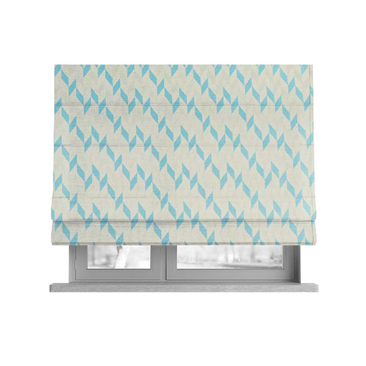 Zenith Collection In Smooth Chenille Finish Blue Colour Geometric Pattern Upholstery Fabric CTR-224 - Roman Blinds
