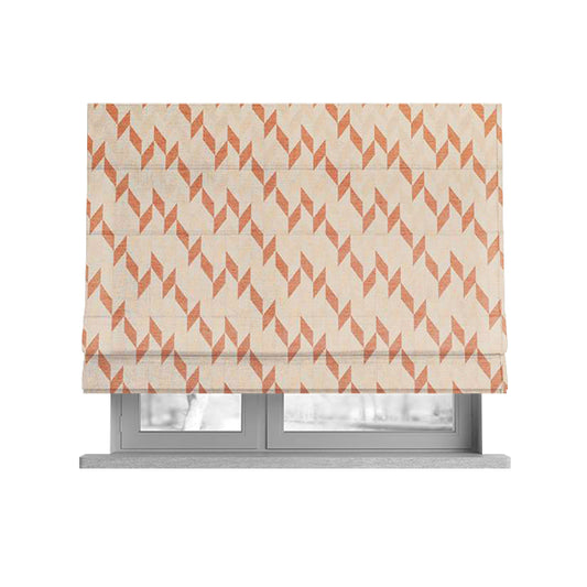 Zenith Collection In Smooth Chenille Finish Orange Colour Geometric Pattern Upholstery Fabric CTR-232 - Roman Blinds