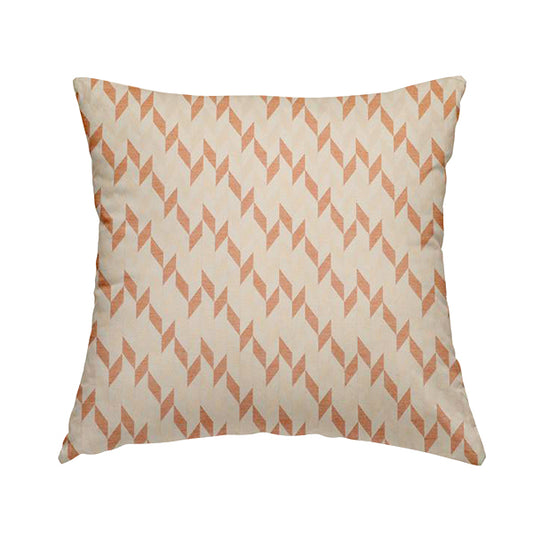 Zenith Collection In Smooth Chenille Finish Orange Colour Geometric Pattern Upholstery Fabric CTR-232 - Handmade Cushions