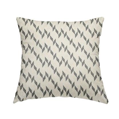 Zenith Collection In Smooth Chenille Finish Grey Black Colour Geometric Pattern Upholstery Fabric CTR-238 - Handmade Cushions