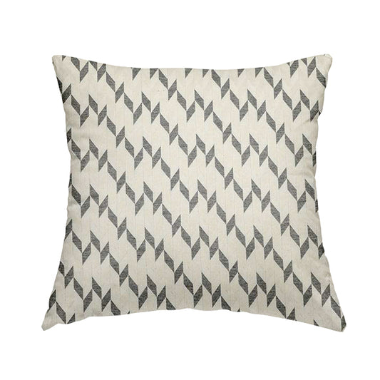 Zenith Collection In Smooth Chenille Finish Grey Black Colour Geometric Pattern Upholstery Fabric CTR-238 - Handmade Cushions