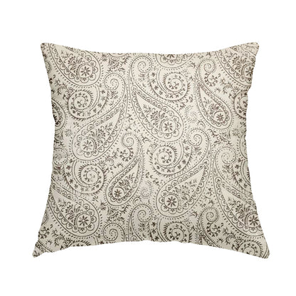 Istanbul Range Of Faint Paisley Pattern In Brown Colour Furnishing Fabric CTR-240 - Handmade Cushions