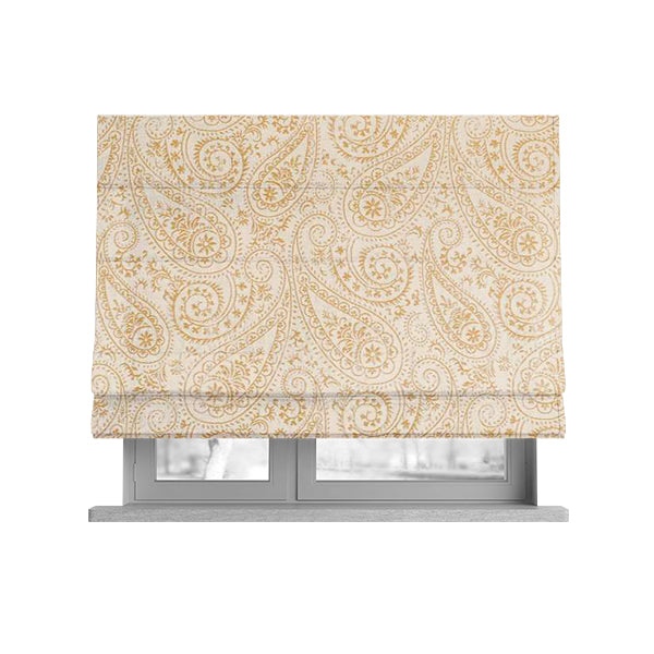 Istanbul Range Of Faint Paisley Pattern In Gold Yellow Colour Furnishing Fabric CTR-241 - Roman Blinds