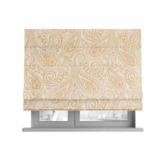Istanbul Range Of Faint Paisley Pattern In Gold Yellow Colour Furnishing Fabric CTR-241 - Roman Blinds