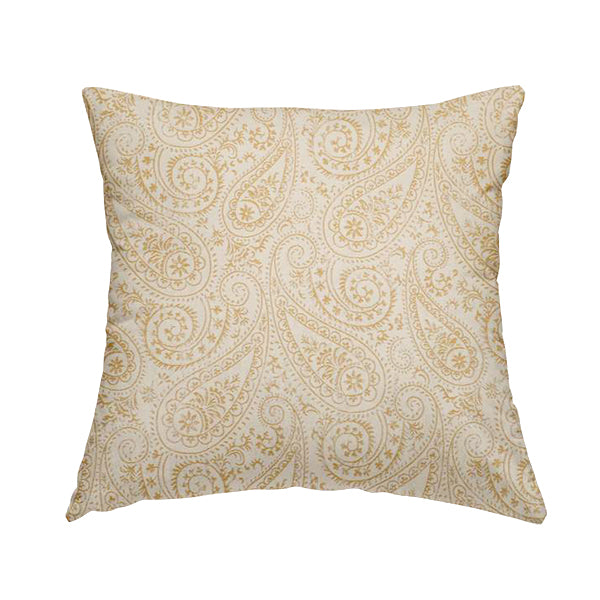 Istanbul Range Of Faint Paisley Pattern In Gold Yellow Colour Furnishing Fabric CTR-241 - Handmade Cushions