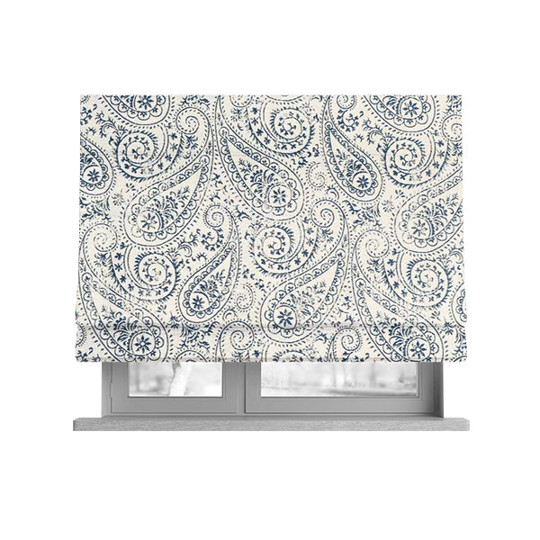 Istanbul Range Of Faint Paisley Pattern In Blue Colour Furnishing Fabric CTR-243 - Roman Blinds