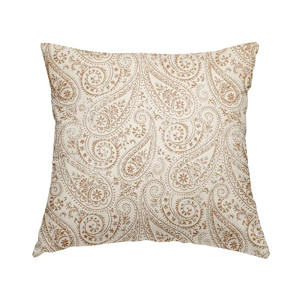 Istanbul Range Of Faint Paisley Pattern In Orange Colour Furnishing Fabric CTR-245 - Handmade Cushions