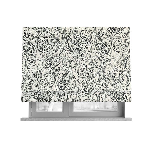 Istanbul Range Of Faint Paisley Pattern In Black Colour Furnishing Fabric CTR-246 - Roman Blinds