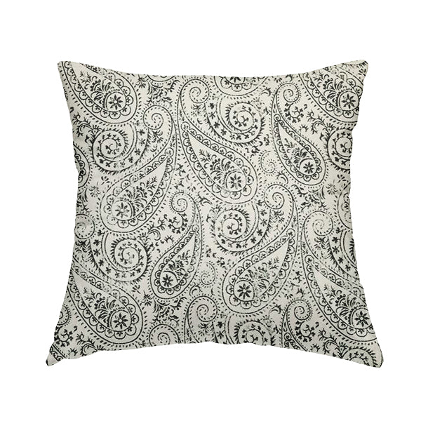 Istanbul Range Of Faint Paisley Pattern In Black Colour Furnishing Fabric CTR-246 - Handmade Cushions