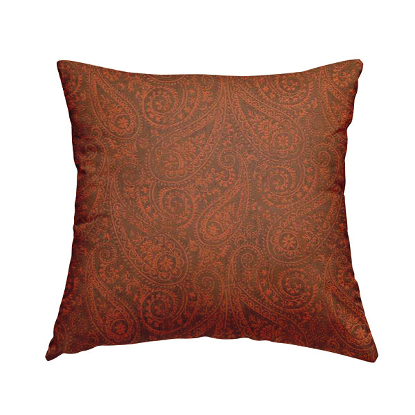 Istanbul Range Of Faint Paisley Pattern In Bronze Orange Colour Furnishing Fabric CTR-248 - Handmade Cushions