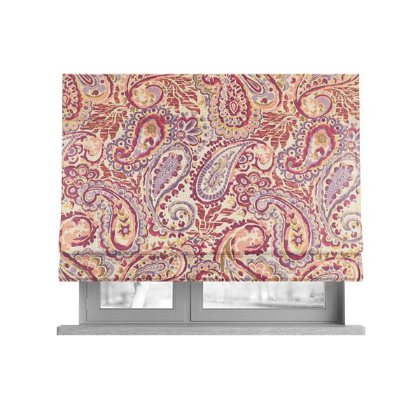 Colarto Collection Purple Lilac Colour In Paisley Pattern Chenille Furnishing Fabric CTR-251 - Roman Blinds
