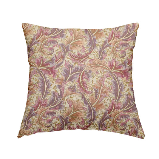 Colarto Collection Purple Lilac Colour In Floral Pattern Chenille Furnishing Fabric CTR-252 - Handmade Cushions