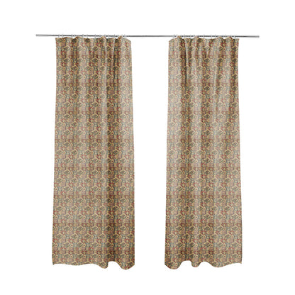 Zoque Kilim Tribal Theme Patchwork Intricate Pattern Beige Colour Chenille Fabric JO-1440 - Made To Measure Curtains