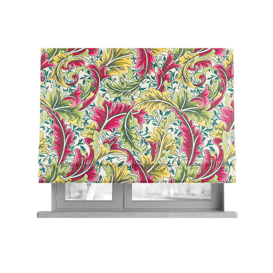 Colarto Collection Citrus Colours In Floral Pattern Chenille Furnishing Fabric CTR-268 - Roman Blinds
