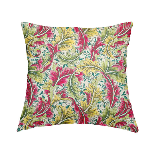 Colarto Collection Citrus Colours In Floral Pattern Chenille Furnishing Fabric CTR-268 - Handmade Cushions