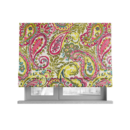 Colarto Collection Citrus Colours In Paisley Pattern Chenille Furnishing Fabric CTR-269 - Roman Blinds