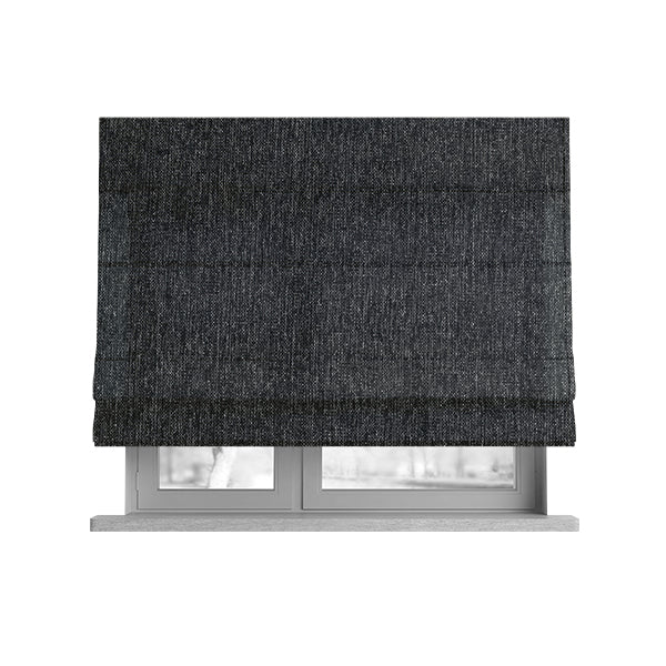 Coco Soft Weave Collection Flat Basket Weave Quality Fabric In Grey Black Colour Upholstery Fabric CTR-275 - Roman Blinds