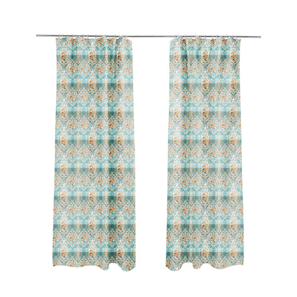 Delight Shiny Floral Printed Pattern Velvet Fabric In Blue Colour Upholstery Fabric CTR-277 - Made To Measure Curtains