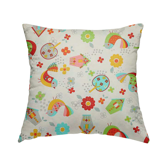 Playtime Printed Cotton Fabrics Collection Multi Colour Pattern Water Repellent Upholstery Fabric CTR-302 - Handmade Cushions