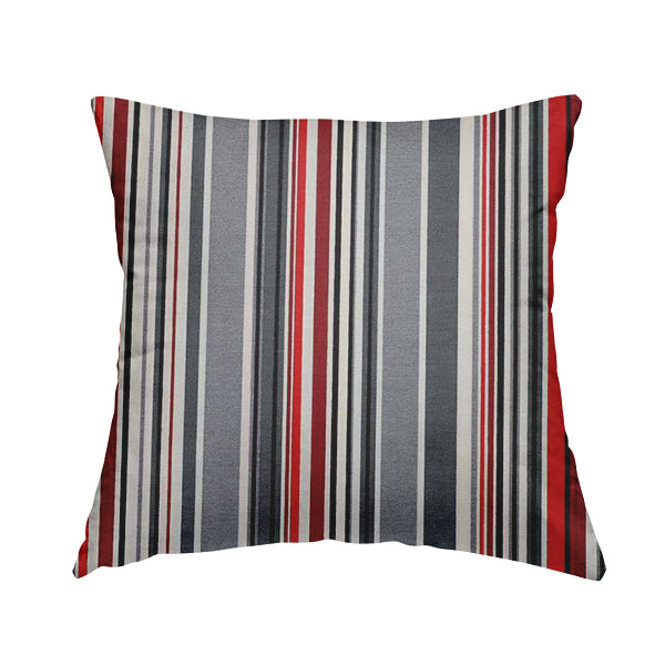 Playtime Printed Velour Fabrics Collection Black Red Grey Colour Striped Pattern Upholstery Fabric CTR-307 - Handmade Cushions