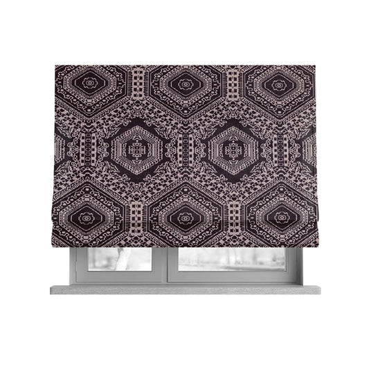 Althea Flat Weave Chenille Medallion Kilim Pattern In Red Burgundy Furnishing Fabric CTR-335 - Roman Blinds