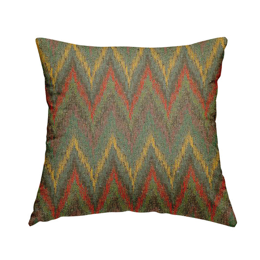 Ipoh Collection Of Chevron Striped Heavyweight Chenille Grey Multi Colour Upholstery Fabric CTR-348 - Handmade Cushions