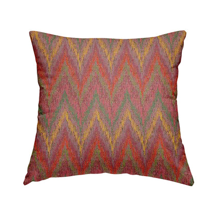 Ipoh Collection Of Chevron Striped Heavyweight Chenille Pink Multi Colour Upholstery Fabric CTR-349 - Handmade Cushions