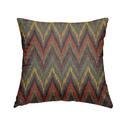 Ipoh Collection Of Chevron Striped Heavyweight Chenille Purple Multi Colour Upholstery Fabric CTR-350 - Handmade Cushions