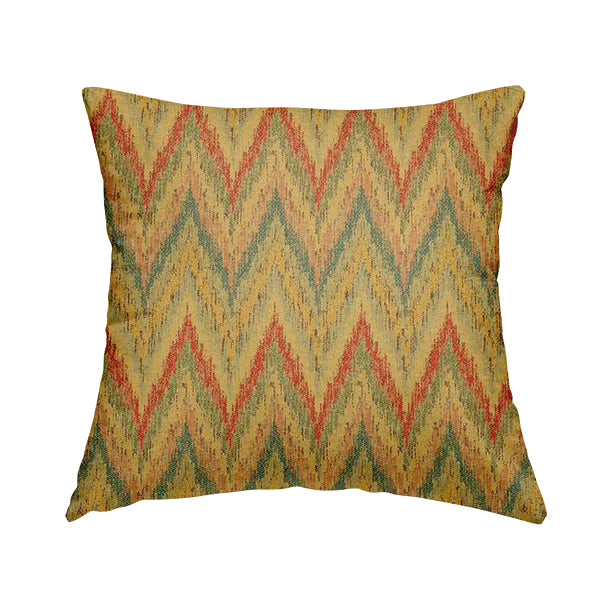 Ipoh Collection Of Chevron Striped Heavyweight Chenille Yellow Multi Colour Upholstery Fabric CTR-353 - Handmade Cushions