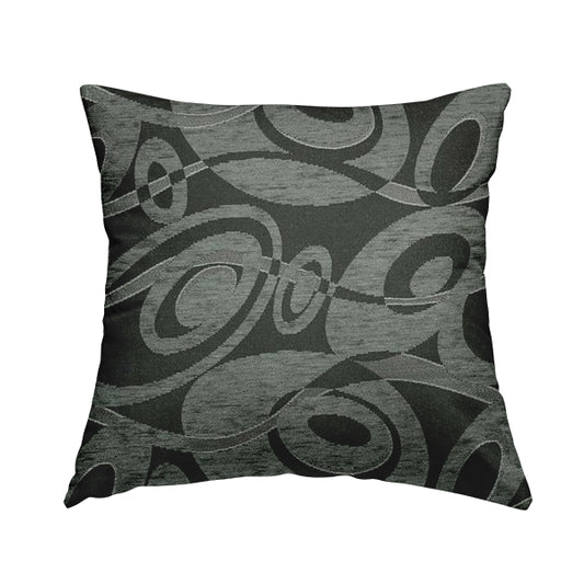 Japura Collection Of Shiny Swirl Pattern Weaves In Grey Silver Chenille Colour Upholstery Fabric CTR-376 - Handmade Cushions