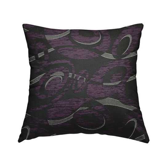 Japura Collection Of Shiny Swirl Pattern Weaves In Purple Silver Chenille Colour Upholstery Fabric CTR-378 - Handmade Cushions