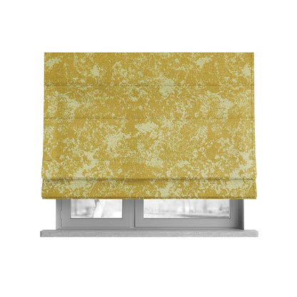 Mica Designer Fabrics Semi Plain Abstract Pattern Chenille Upholstery Fabric In Yellow Colour CTR-392 - Roman Blinds